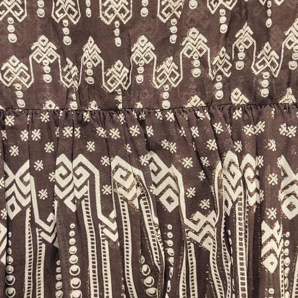 VINTAGE 70s 80s Elegant Everyday Brown Patterned Dress - Picture 5 of 12